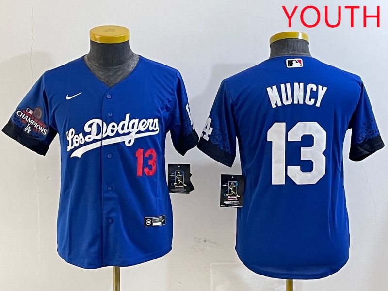 Youth Los Angeles Dodgers #13 Muncy Blue City Edition 2025 Nike MLB Jersey style 2
